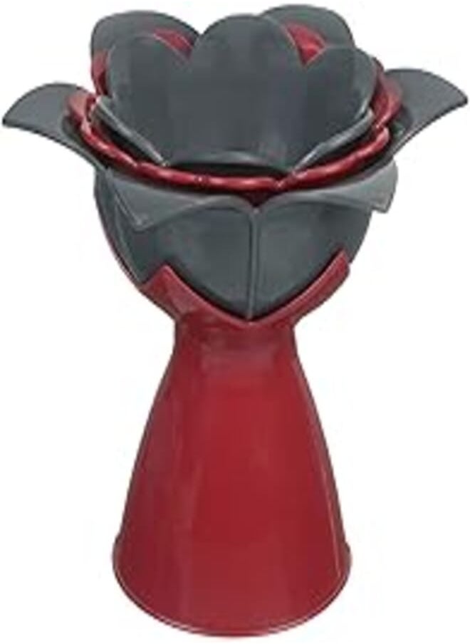 Titiz Titiz Flower-Shape Plastic Funnel Set, 4 Pieces - Red Dark Grey 
