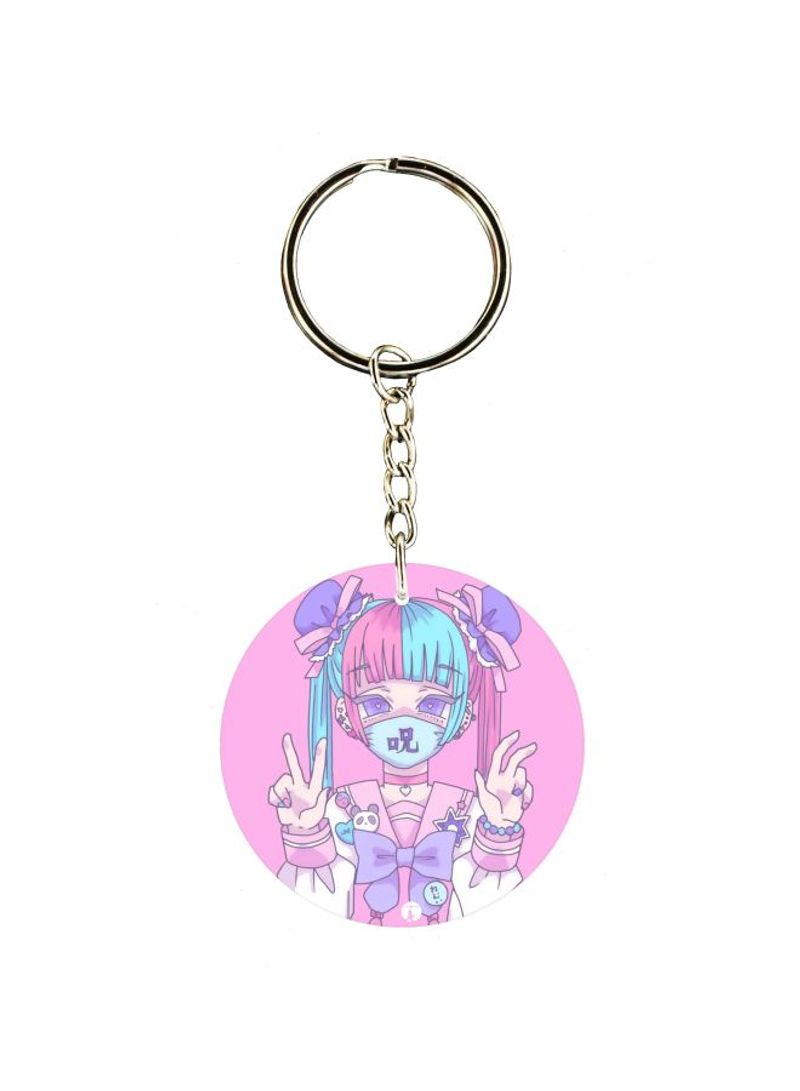 Cartoon Girl Printed Keychain