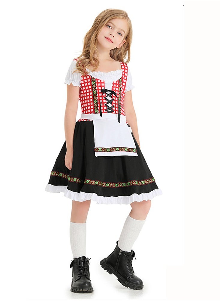 Al Aoyama German traditional festival suit, black pink plaid print national performance costume  - Image 2
