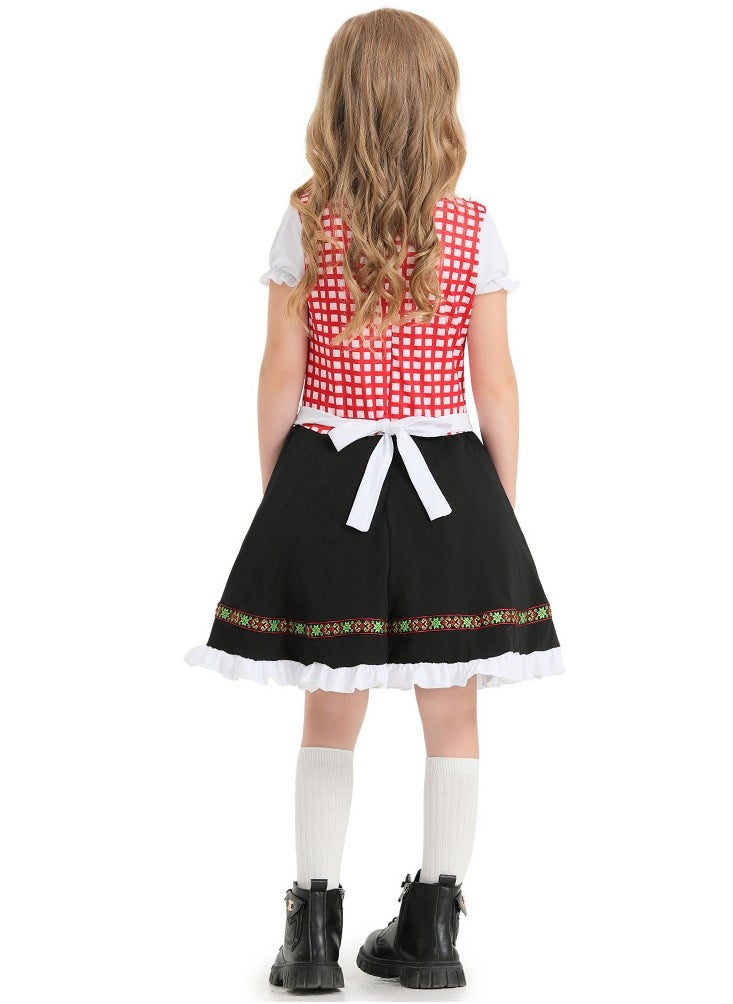 Al Aoyama German traditional festival suit, black pink plaid print national performance costume  - Image 3