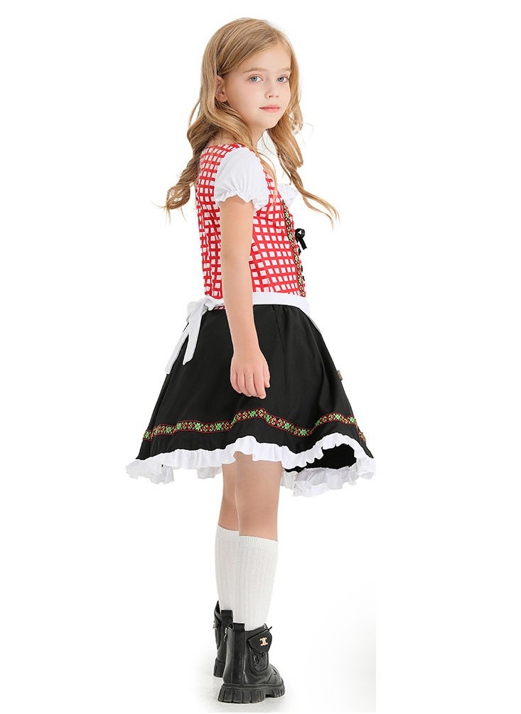 Al Aoyama German traditional festival suit, black pink plaid print national performance costume  - Image 4