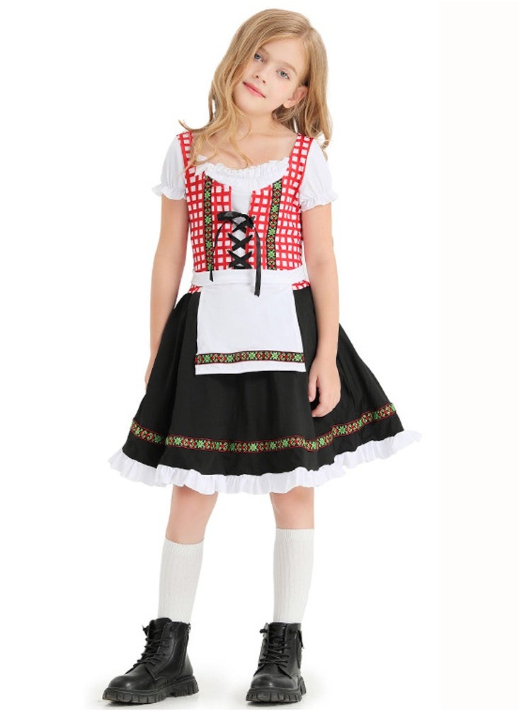 Al Aoyama German traditional festival suit, black pink plaid print national performance costume  - Image 5