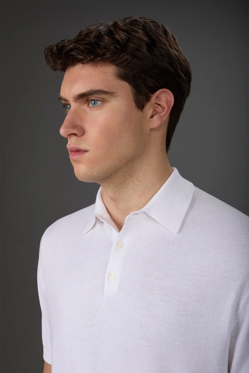 Doppelganger Men's short-sleeved knitted polo shirt - White