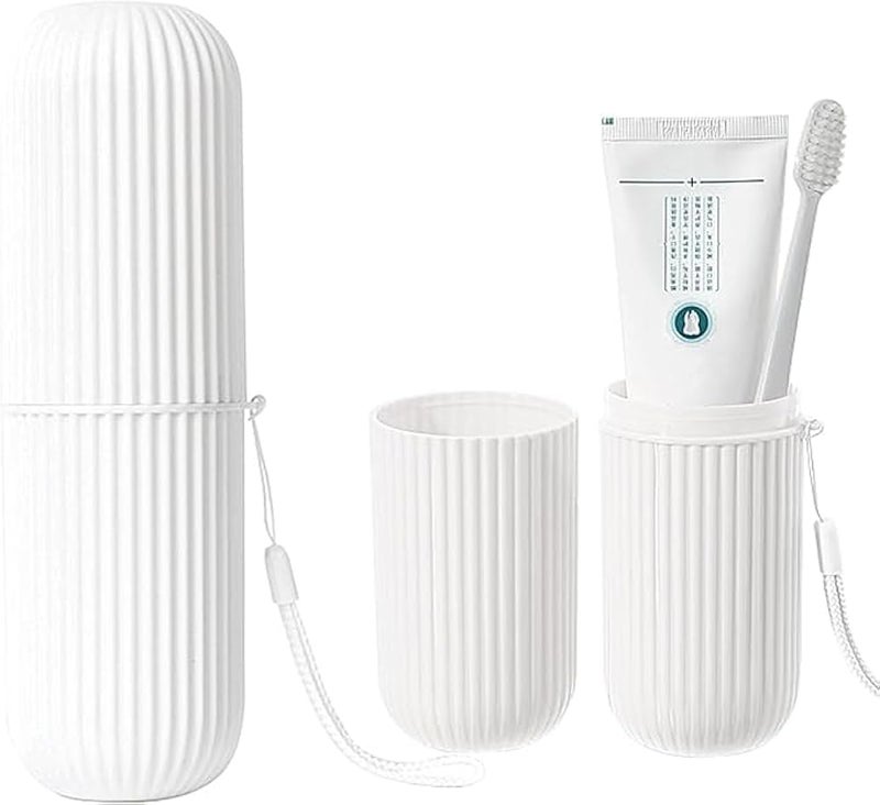 Toothbrush And Toothpaste Cover Holder Moisture Resistant Travel Case Portable Ventilated Toothbrush Protector Dust Proof Storage (White) - Image 1