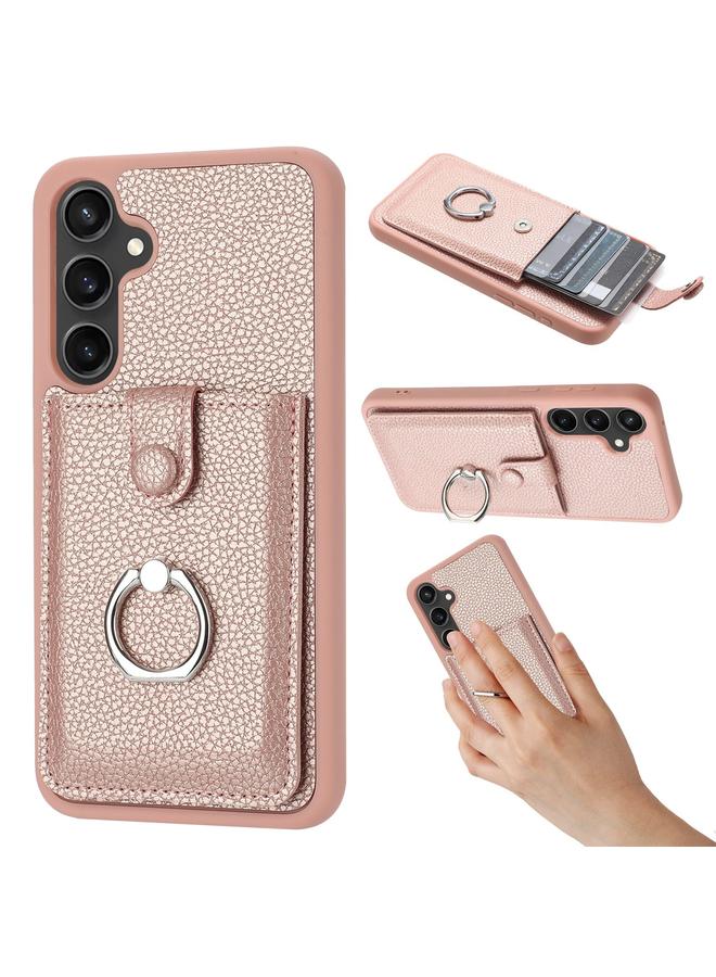 S-TOP Case For Samsung Galaxy A55 5G Global Litchi Texture Drawing Card Bag Ring Holder Phone Case - Image 1