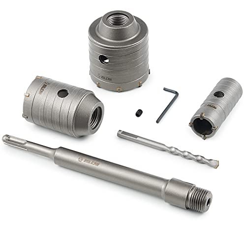 ZELCAN Hole Saw Kit, 4pc Drill Hole Cutter Set with 30 50 65mm Hole Drill Bits for SDS Plus Hammer Drills, Circle Drill Bits Hole Saw Set for Concrete Brick Cement Stone Wall Drilling Home Improvement - Image 1