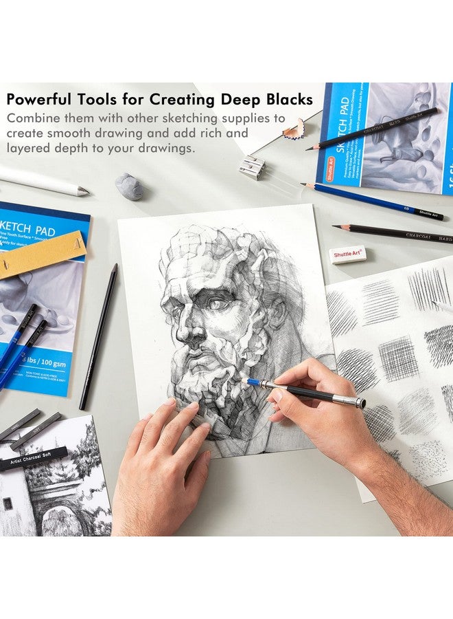 Shuttle Art Drawing Kit Shuttle Art 52 Pack Drawing Pencils Set Professional Drawing Art Kit With Sketch Pencils Graphite Charcoal Sticks Drawing Pad In Portable Case Drawing Supplies For Kids Adults Artists - Image 4