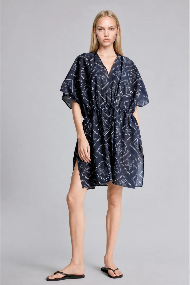 Regular Fit Voile Black Beach Dress