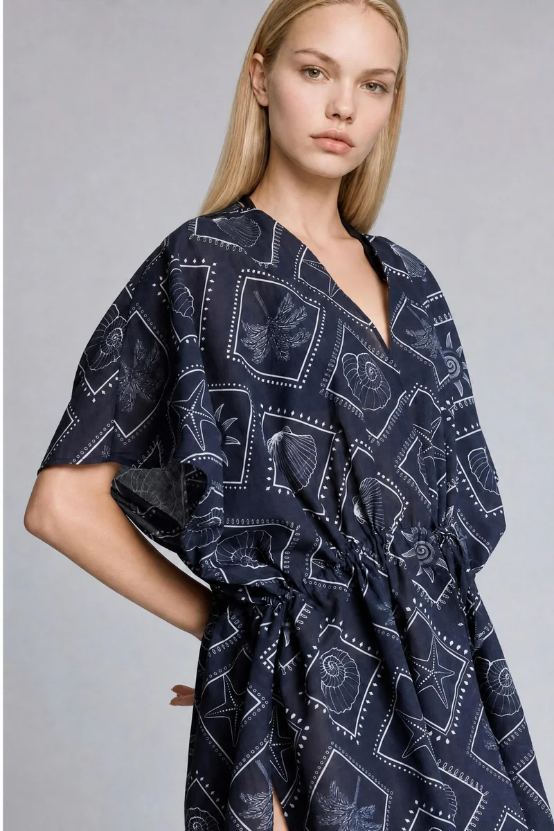 Defacto  Regular Fit Voile Black Beach Dress for Women | Best Price UAE