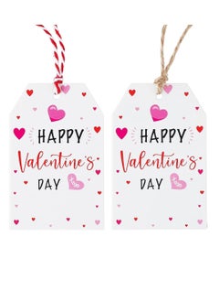 Generic 100Pcs Happy Valentine's Day Tags,Gift Tags with String,Valentine Gift Tags,Kraft Paper Gift Tags,Red Pink Heart Tags,Personalized Gift Tags for Valentine's Day,Wedding Party Favors,Gift Wrap Tags  - Image 1