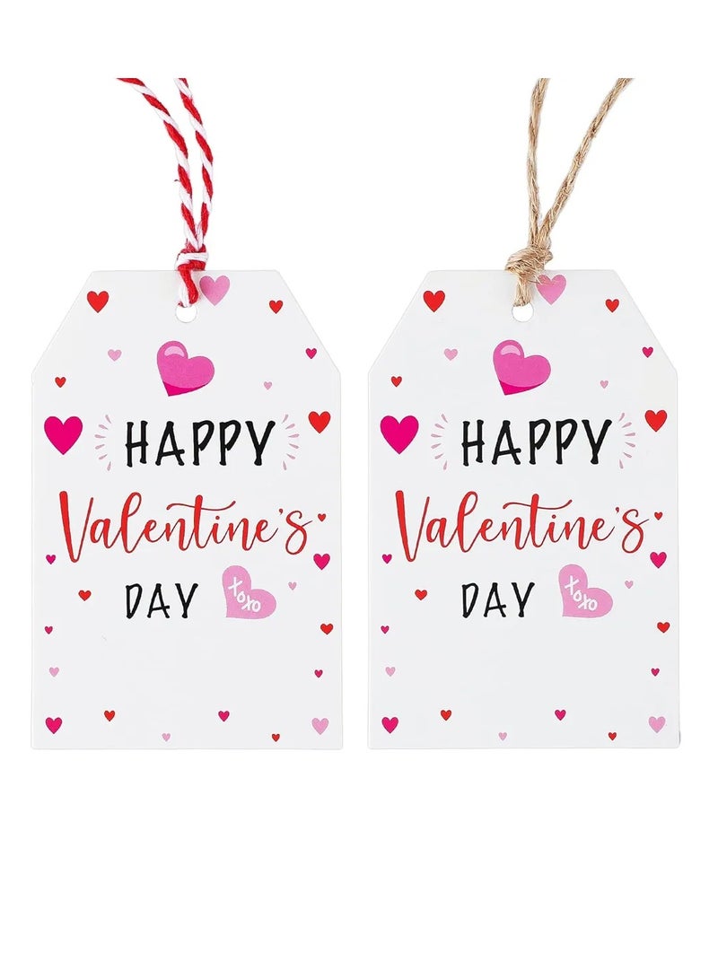 100 قطعة من علامات عيد الحب السعيد، علامات هدايا مع سلسلة، بطاقات هدايا عيد الحب، بطاقات هدايا من ورق الكرافت، علامات قلب أحمر وردي، بطاقات هدايا شخصية لعيد الحب، هدايا حفلات الزفاف، بطاقات تغليف الهدايا - Image 1