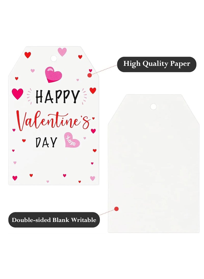 100 قطعة من علامات عيد الحب السعيد، علامات هدايا مع سلسلة، بطاقات هدايا عيد الحب، بطاقات هدايا من ورق الكرافت، علامات قلب أحمر وردي، بطاقات هدايا شخصية لعيد الحب، هدايا حفلات الزفاف، بطاقات تغليف الهدايا - Image 2