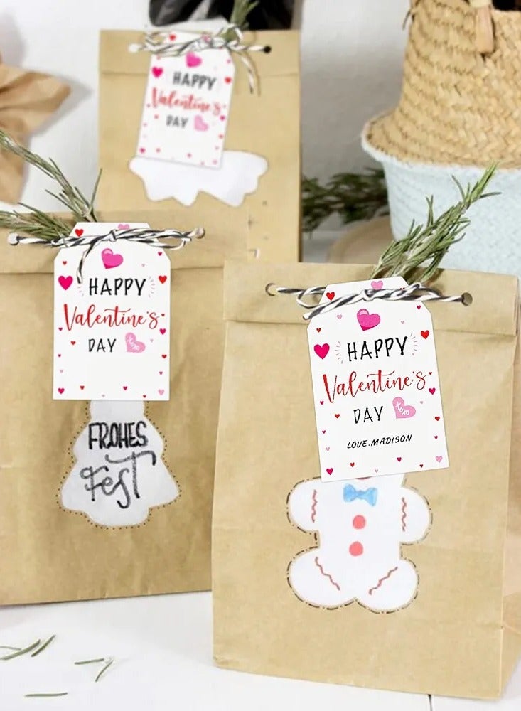 100 قطعة من علامات عيد الحب السعيد، علامات هدايا مع سلسلة، بطاقات هدايا عيد الحب، بطاقات هدايا من ورق الكرافت، علامات قلب أحمر وردي، بطاقات هدايا شخصية لعيد الحب، هدايا حفلات الزفاف، بطاقات تغليف الهدايا - Image 3