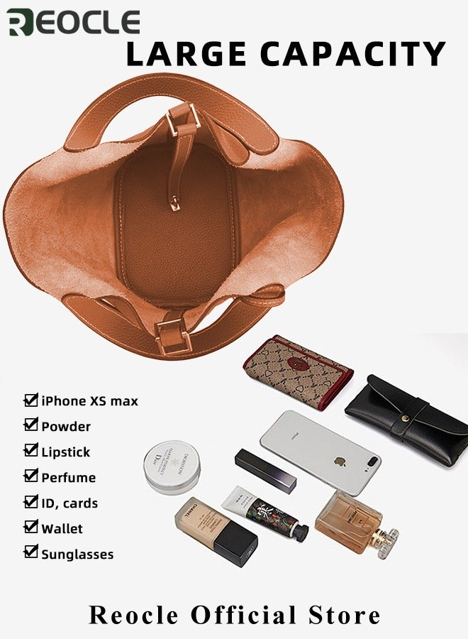 REOCLE Women's Tote Bag Top Handle Satchel Handbag Daily Casual Soft Handbags Elegant Leather Bag with Stylish Lock Design - Image 3