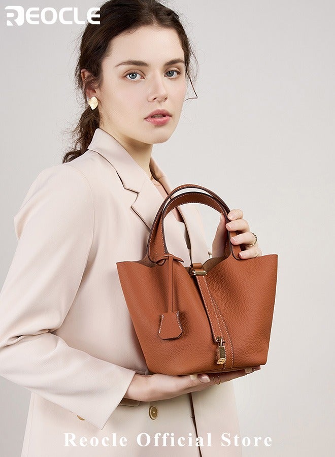 REOCLE Women's Tote Bag Top Handle Satchel Handbag Daily Casual Soft Handbags Elegant Leather Bag with Stylish Lock Design - Image 2