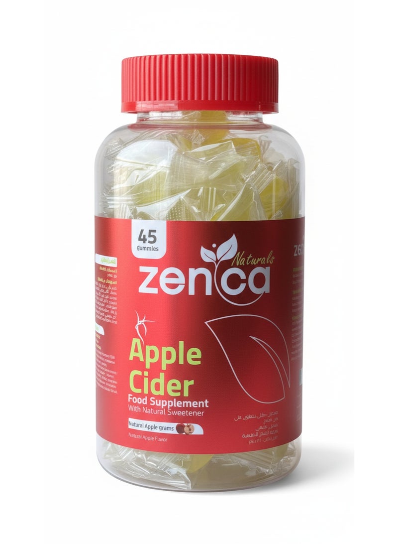 زينكا ناتشورالز زينيكا مكمل غذائي فائق الجودة بنكهة التفاح الأحمر الطبيعية لدعم الصحة العامة والحيوية، عبوة تحتوي على 45 قطعة حلوى مضغ سهلة البلع - Image 1