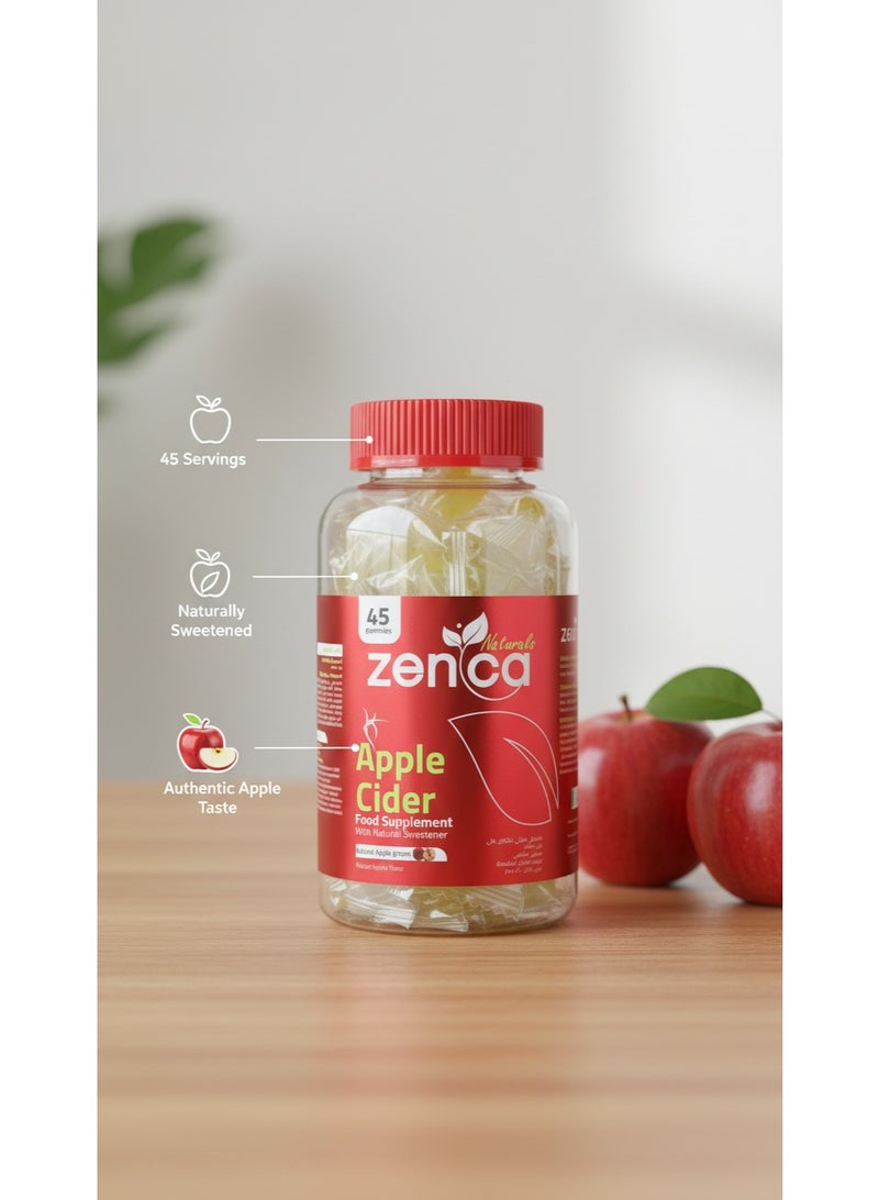 زينكا ناتشورالز زينيكا مكمل غذائي فائق الجودة بنكهة التفاح الأحمر الطبيعية لدعم الصحة العامة والحيوية، عبوة تحتوي على 45 قطعة حلوى مضغ سهلة البلع - Image 3