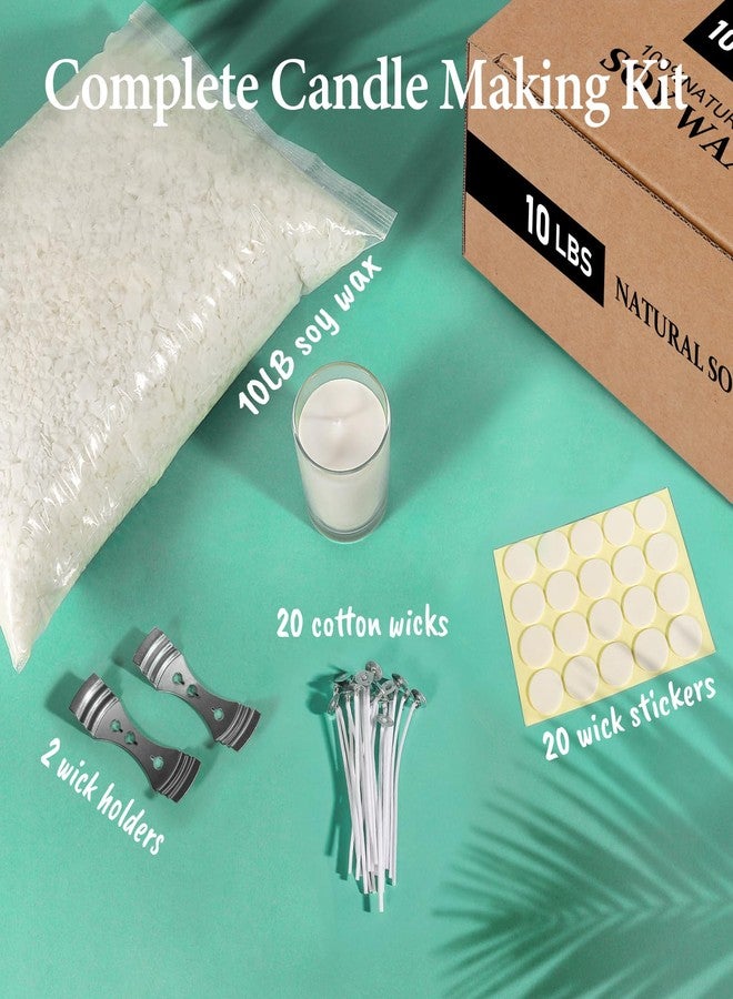 SAEUYVB Soy Candle Wax for Candle Making - Natural Soy Wax for Candle Making 10 lbs Bag, Premium Soy Wax Flakes, 20 Cotton Candle Wicks, 20 Wick Stickers & 2 Centering Devices - Image 2