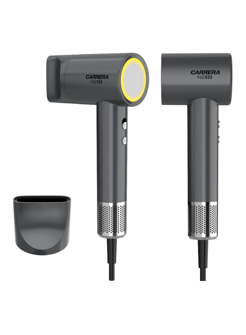 Carrera CARRERA BLDC Hair Dryer 1700W-2000W Power Boost High-Speed 110,000 RPM Motor, 3 Speed & Heat Settings, Cool Shot, LED Display, Lightweight & Low Noise, Grey - CRR533, 2 Year Warranty - Image 1