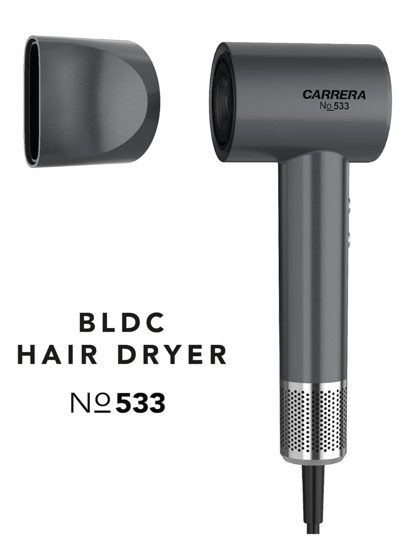 Carrera CARRERA BLDC Hair Dryer 1700W-2000W Power Boost High-Speed 110,000 RPM Motor, 3 Speed & Heat Settings, Cool Shot, LED Display, Lightweight & Low Noise, Grey - CRR533, 2 Year Warranty - Image 3