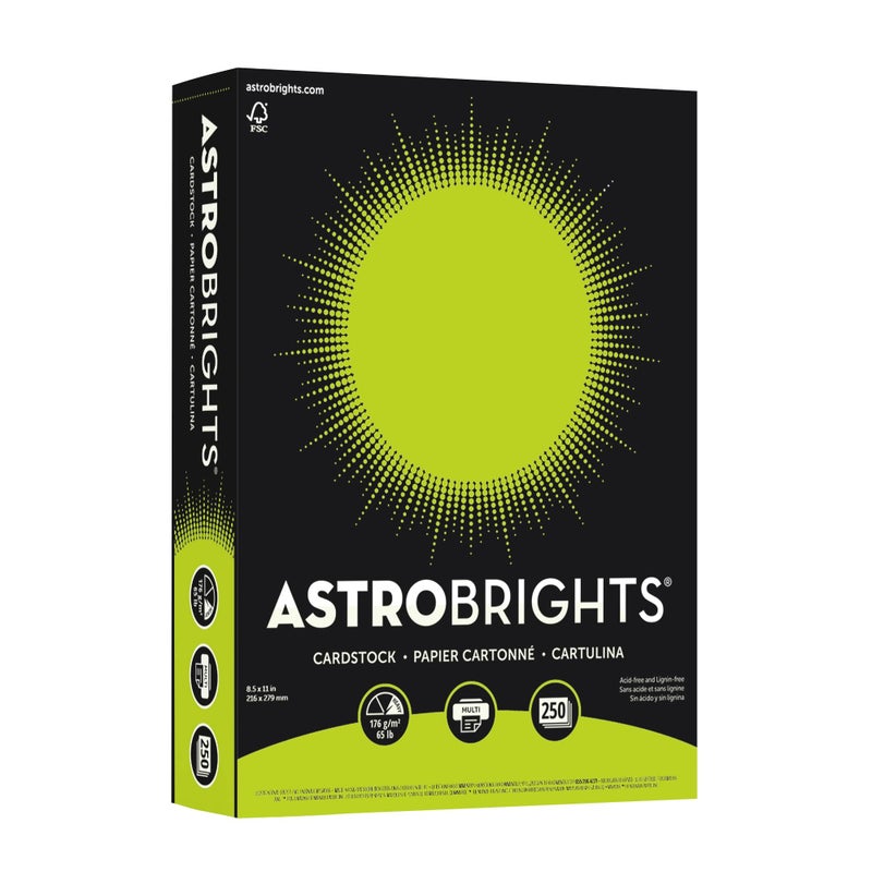 Neenah Astrobrights® Color Card Stock, 8 1/2" x 11", FSC® Certified, 65 Lb, Terra Green™, Pack Of 250 Sheets - Image 1