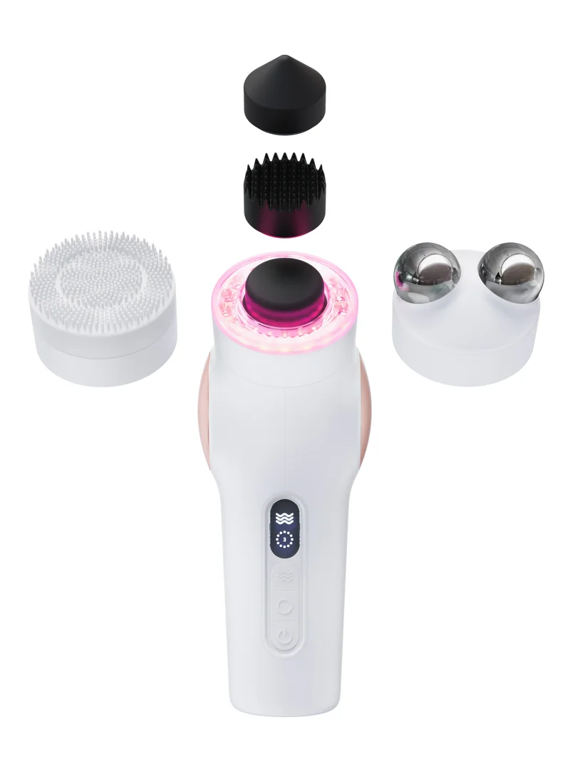 Therabody TheraFace PRO - Handheld Facial Massage Device - Compact Electric Face and Skin Care Therapy Tool - 8-in-1 Treatment with Microcurrent and LED Light Therapy Rings for Ultimate Personal Beauty, White