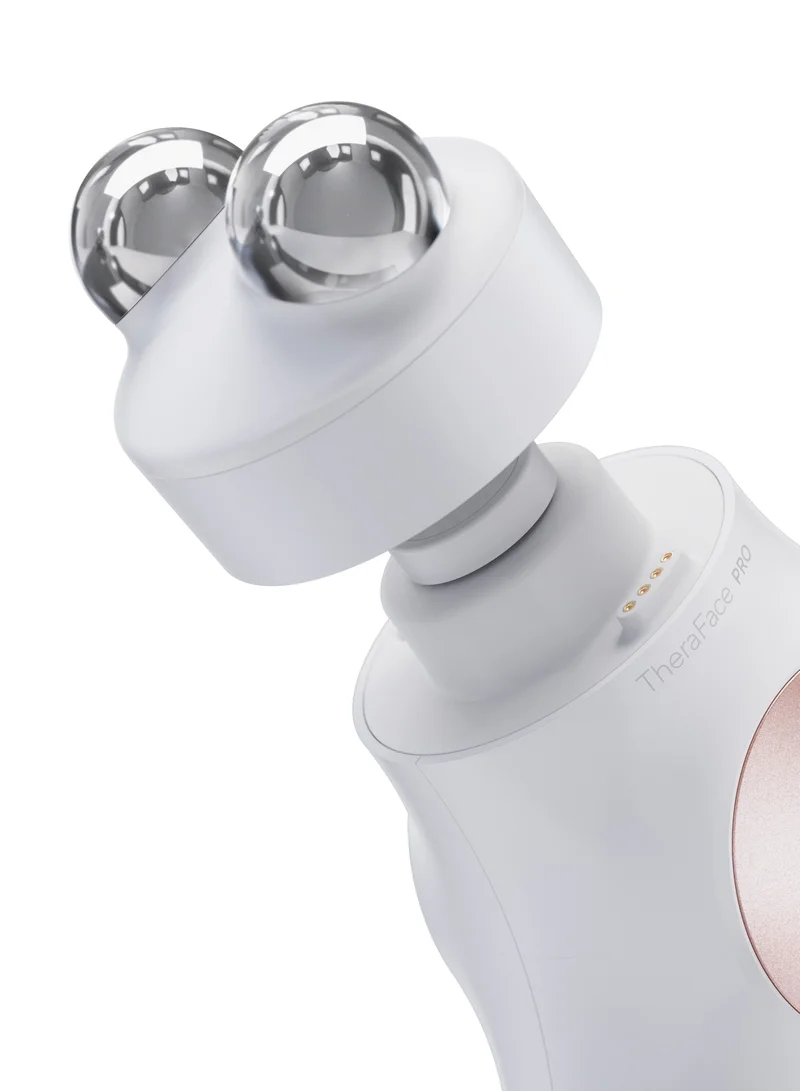 Therabody TheraFace PRO - Handheld Facial Massage Device - Compact Electric Face and Skin Care Therapy Tool - 8-in-1 Treatment with Microcurrent and LED Light Therapy Rings for Ultimate Personal Beauty, White