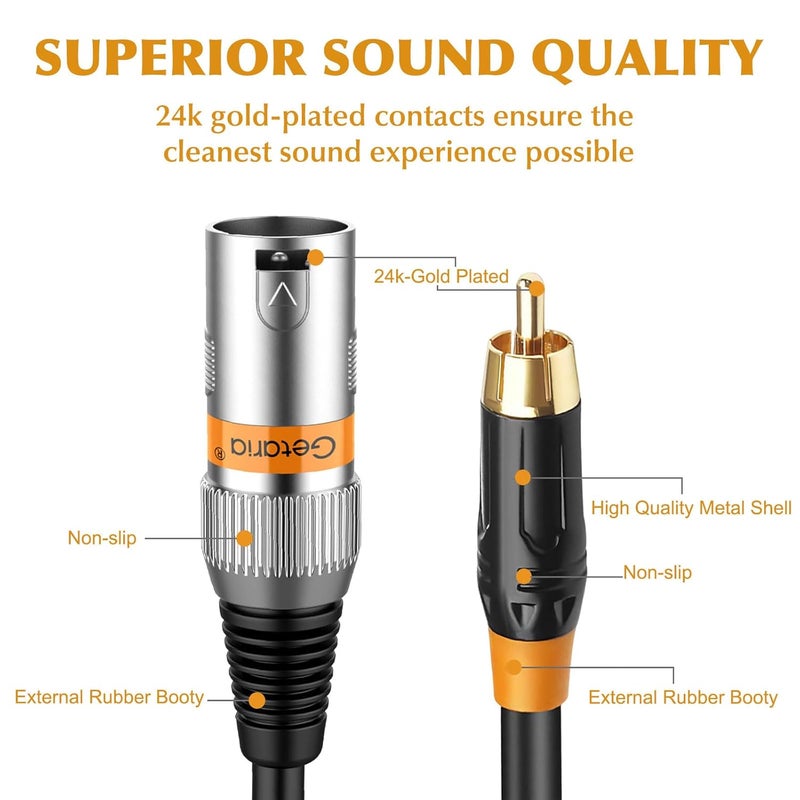 Getaria Dual RCA to Dual XLR cable,2 RCA Male to 2 XLR Male HiFi Stereo Connection Microphone Cable,Audio Wire Cord for Amplifier,Mixer,Microphone - Image 3