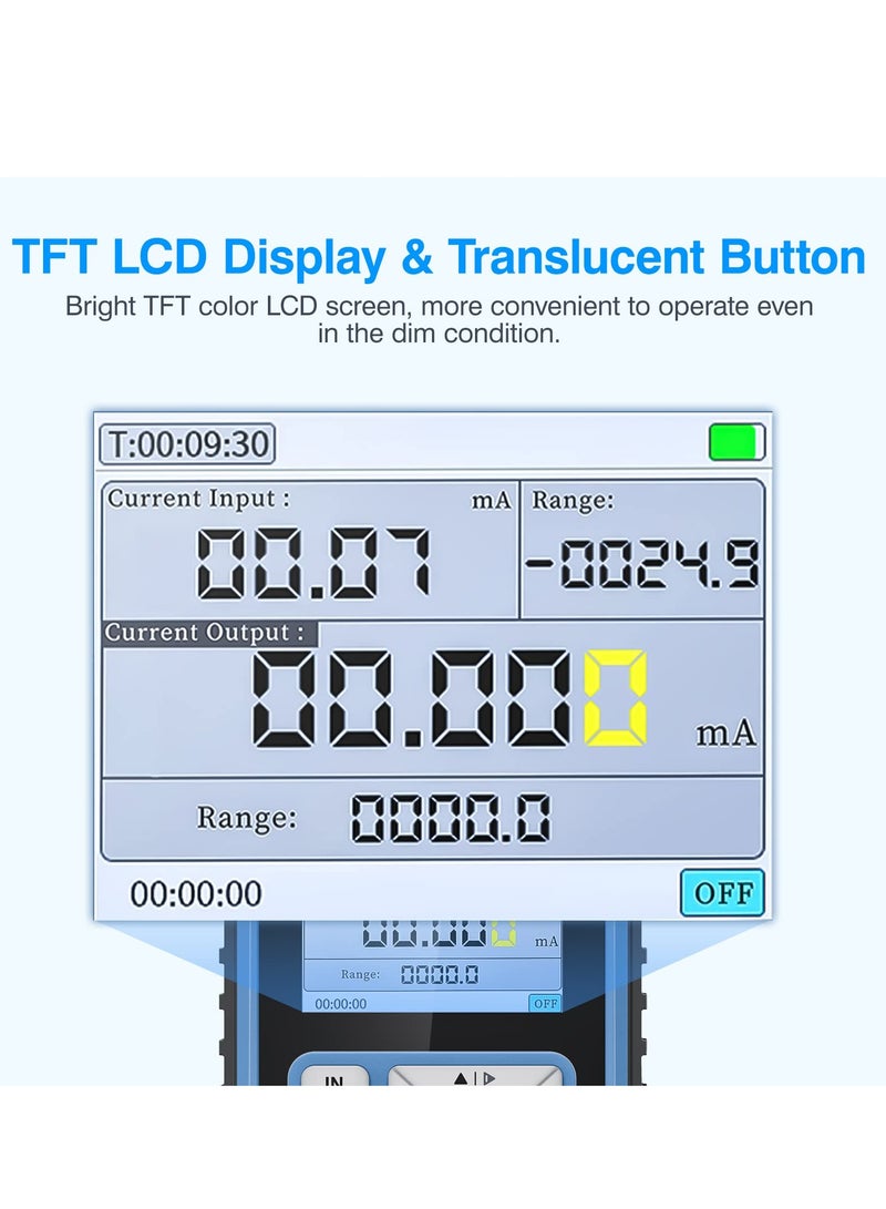 4-20mA 0-24V Current Signal Generator, Current Voltage Adjustable Analog Simulator, Real-time Curve, Multiple Signal Types, 3000ma-h USB Rechargeable, Preset Value, for PLC Testing