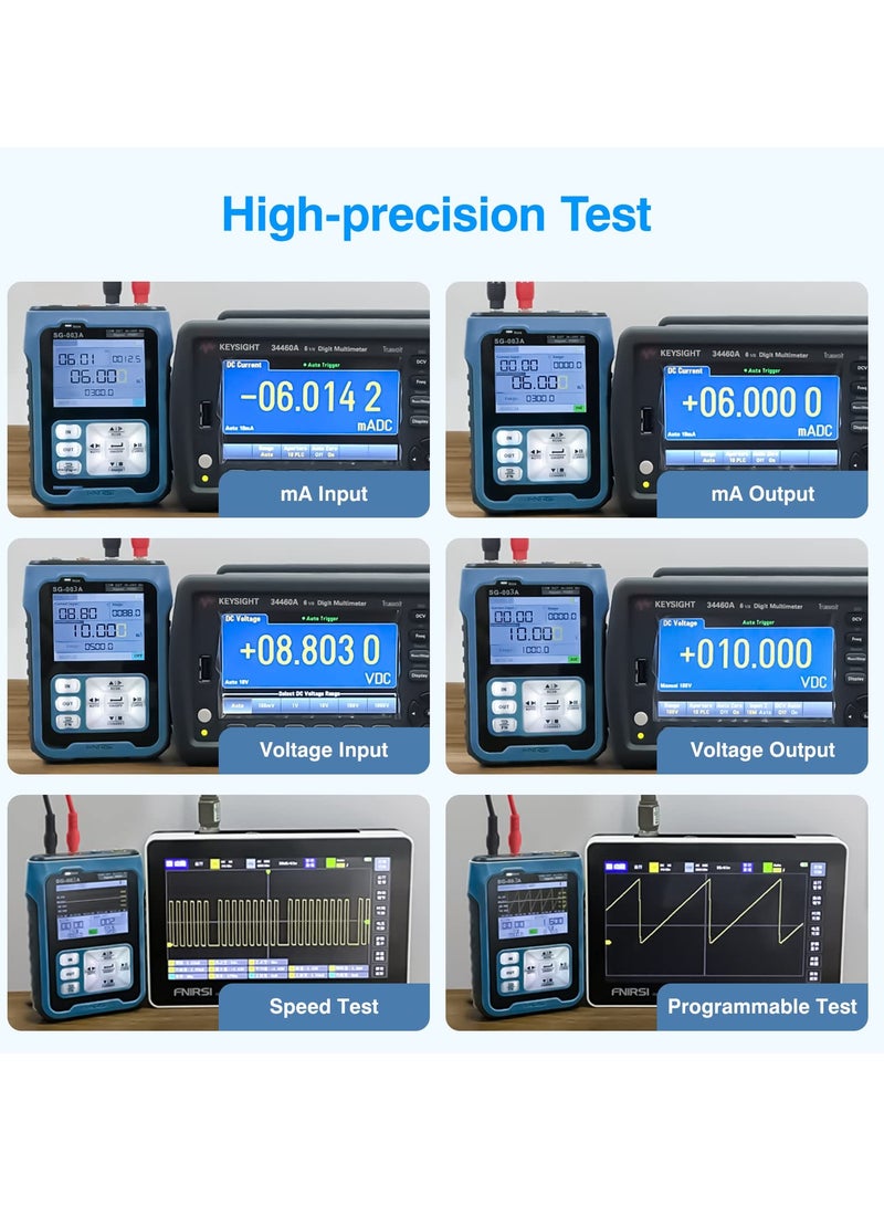4-20mA 0-24V Current Signal Generator, Current Voltage Adjustable Analog Simulator, Real-time Curve, Multiple Signal Types, 3000ma-h USB Rechargeable, Preset Value, for PLC Testing