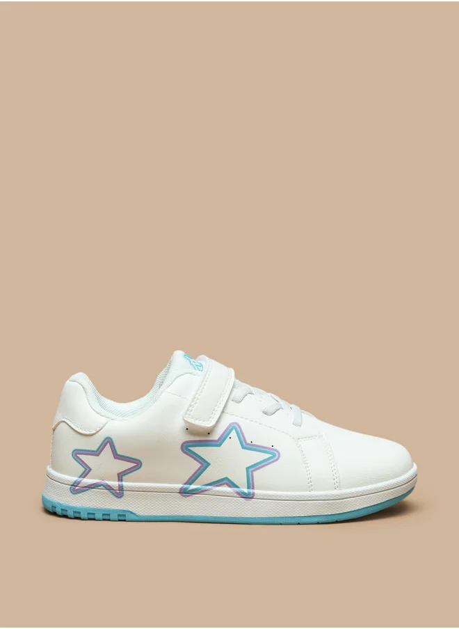 Kappa Girls' Star Print Sneakers with Hook and Loop Closure