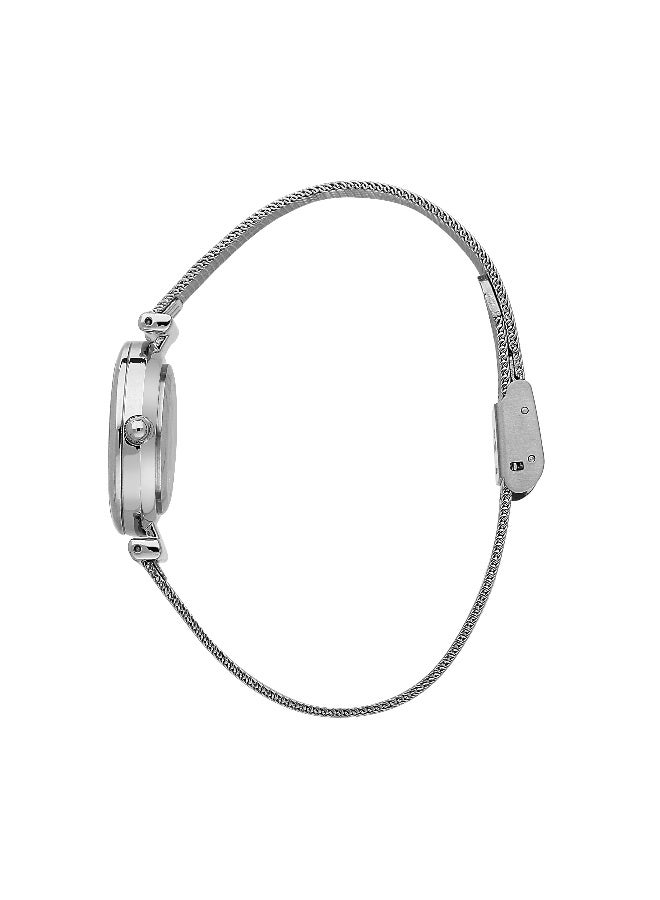 B&G Women's Silver Round Analog Dial with Silver Stainless Steel Band Watch - 32mm - R3853302513 - Image 3