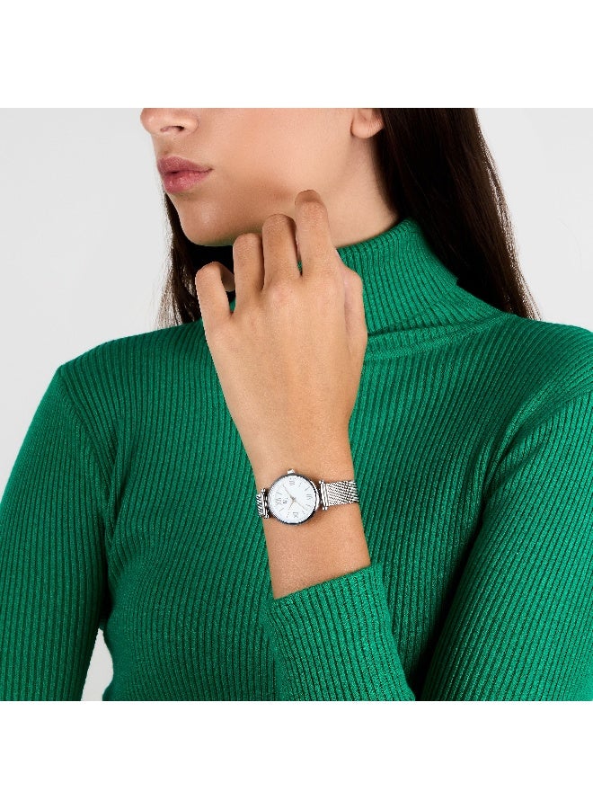 B&G Women's Silver Round Analog Dial with Silver Stainless Steel Band Watch - 32mm - R3853302513 - Image 5