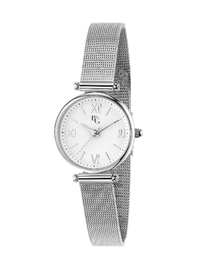 B&G Women's Silver Round Analog Dial with Silver Stainless Steel Band Watch - 32mm - R3853302513 - Image 1