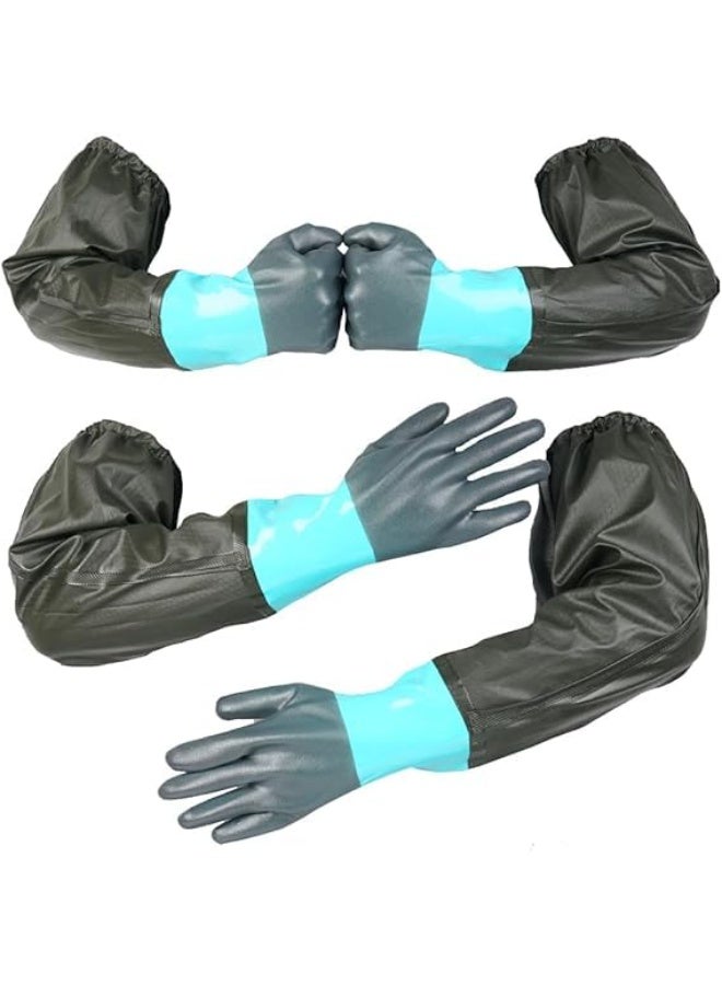 Waterproof Long Sleeve Latex Gloves, Extra Long Elbow Length Rubber Gloves 27 inch, Reusable Protective Gloves for Acid Alkali Oil Resistance, Indoor Outdoor Kitchen Cleaning Heavy Duty - Image 1