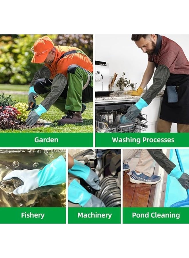 Waterproof Long Sleeve Latex Gloves, Extra Long Elbow Length Rubber Gloves 27 inch, Reusable Protective Gloves for Acid Alkali Oil Resistance, Indoor Outdoor Kitchen Cleaning Heavy Duty - Image 3