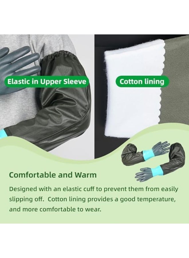 Waterproof Long Sleeve Latex Gloves, Extra Long Elbow Length Rubber Gloves 27 inch, Reusable Protective Gloves for Acid Alkali Oil Resistance, Indoor Outdoor Kitchen Cleaning Heavy Duty - Image 4