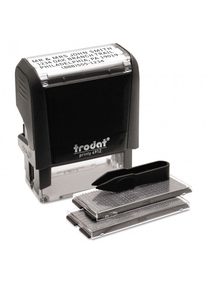 Trodat طابع ذاتي الحبر من ترو دات برينتي إكونومي، قابل للتخصيص، رسالة أو عنوان، حجم الانطباع: 3/4 × 1-7/8 بوصة، أسود (5915) (USS5915) - Image 1