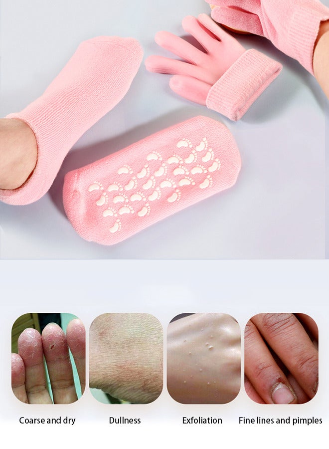 Generic Spa Gel Socks And Gloves Set Moisturizing Silicon Gel Combo For Hands Feet pink - Image 2