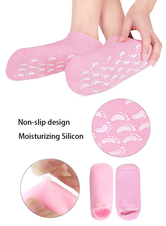 Generic Spa Gel Socks And Gloves Set Moisturizing Silicon Gel Combo For Hands Feet pink - Image 3