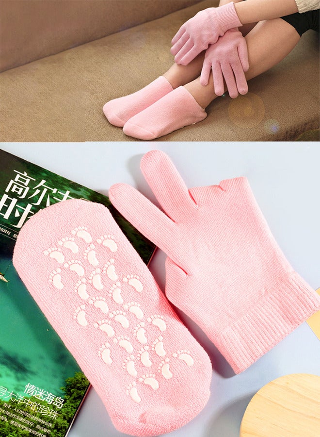 Generic Spa Gel Socks And Gloves Set Moisturizing Silicon Gel Combo For Hands Feet pink - Image 4