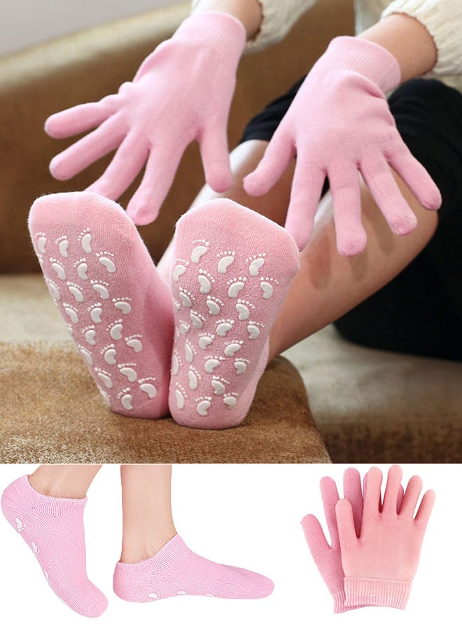 Generic Spa Gel Socks And Gloves Set Moisturizing Silicon Gel Combo For Hands Feet pink - Image 5