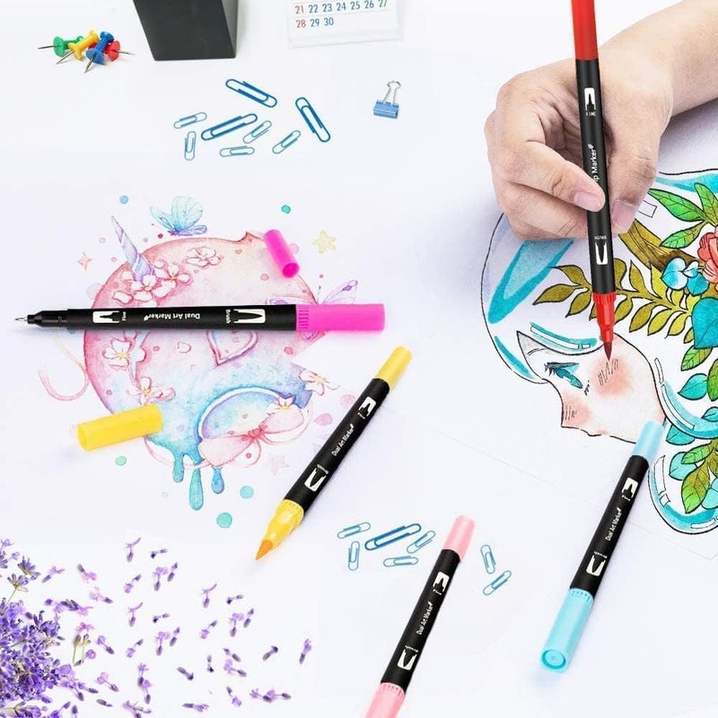 Wynhard Brush Pen Sketch Pen Set Dual Tip Brush Pens Markers for Drawing Brush Pens 36 Shades Drawing Pen Art Markers Set Fineliner Color Pens Water Based Marker MARKER PEN SET 36 PCS - Image 3