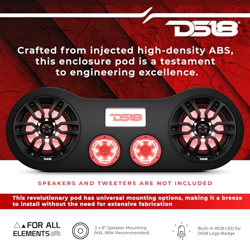 DS18 هايدرو EN28-28 حاوية مكبر صوت عالمية عالية الكثافة 28"، تناسب 2 × 8 و 2 × 1 تويتر - لجميع سيارات العناصر، الشاحنات، ATVs، UVTs - Image 4
