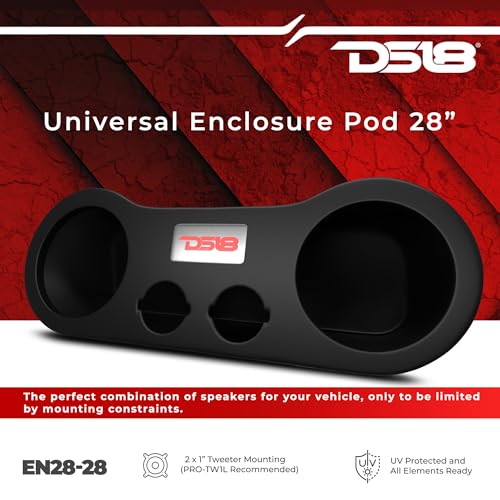 DS18 هايدرو EN28-28 حاوية مكبر صوت عالمية عالية الكثافة 28"، تناسب 2 × 8 و 2 × 1 تويتر - لجميع سيارات العناصر، الشاحنات، ATVs، UVTs - Image 3