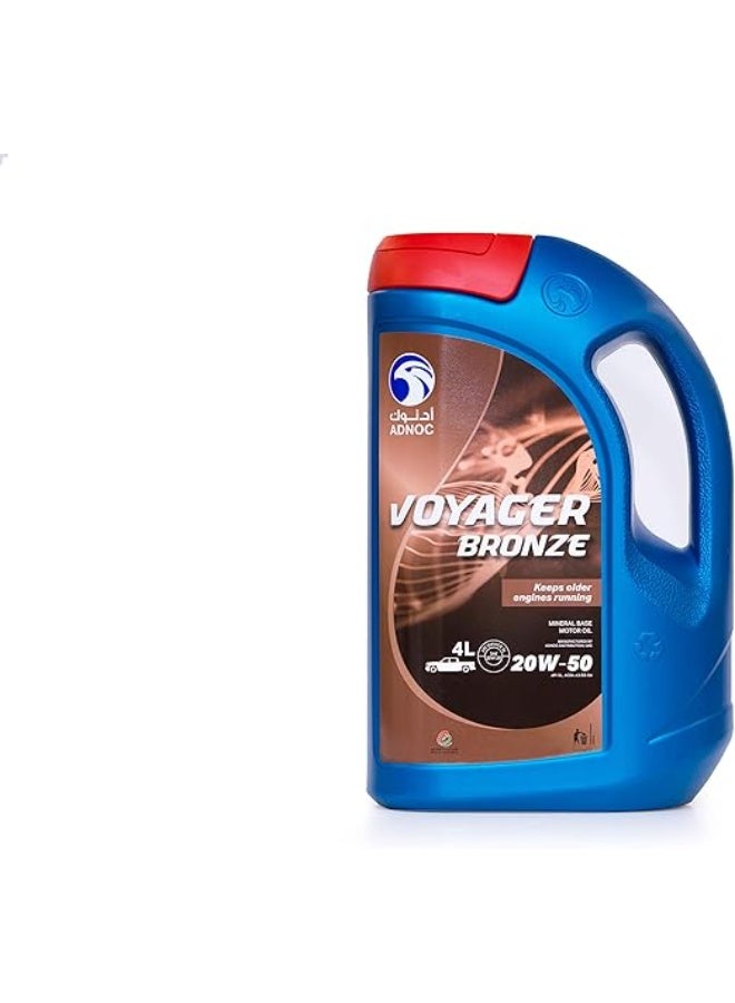 ADNOC VOYAGER BRONZE 20W/50 SL ENGINE OIL 4LTR, 20W50 SL - Image 1