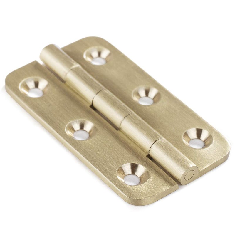 Keenkee 4 Pcs Brushed Solid Brass Butt Hinges 2 Inch For Cabinet Doors Trunks Wood Chest Lid Crafts Jewelry Box And Small Wooden Boxes Furnitures Round Corner Mortise Brass Hinge With Screws - Image 1