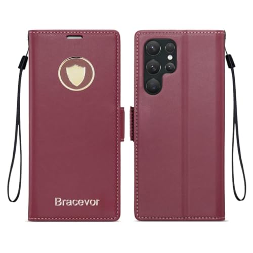 Bracevor Deluxe Leather Flip Cover case for Samsung Galaxy S25 Ultra : Burgundy Red | Full Camera Cover | RFID Blocking Wallet Pockets | 360 Degree Protection - Image 5