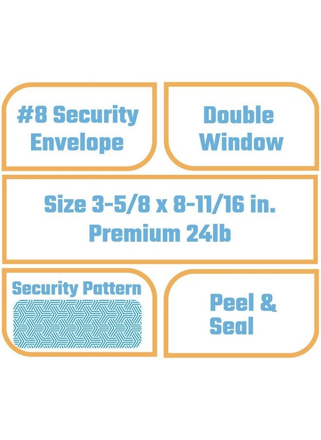 Office Deed - 5008 Double Window Check Envelopes Self Seal Adhesive Tinted Security Envelopes For Quickbooks Checks Business Checks 3 5 8" X 8 11 16" (Not For Invoices) - Image 1