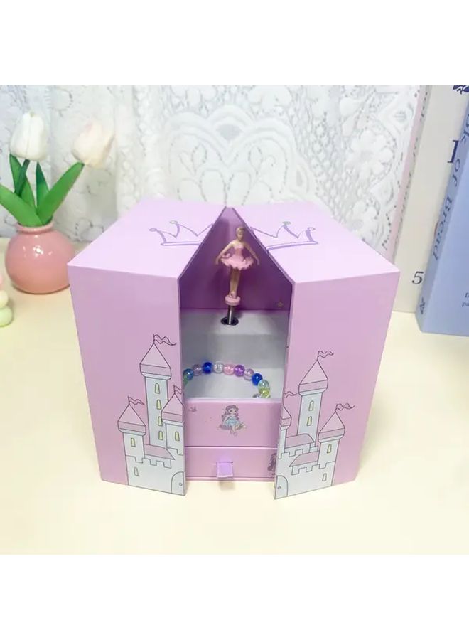 Pink Princess Castle Music Box Hand Cranked No Batteries Birthday Christmas Gift - Image 2